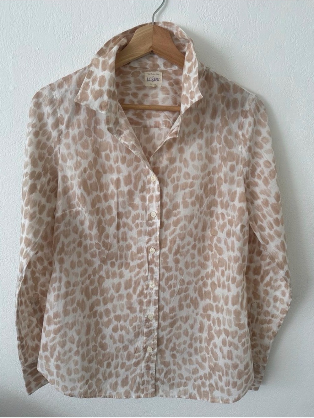 J. Crew Beige and Cream Animal Print Button-Down Shirt